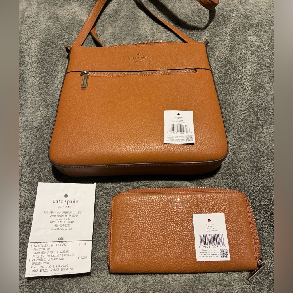 Kate Spade Tan Leather Crossbody With Matching Wallet Brand New Each 67